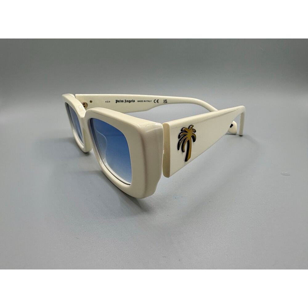 NIB Palm Angels Sunglasses - White Frame, Gradient Blue Lens - Picture 5 of 8